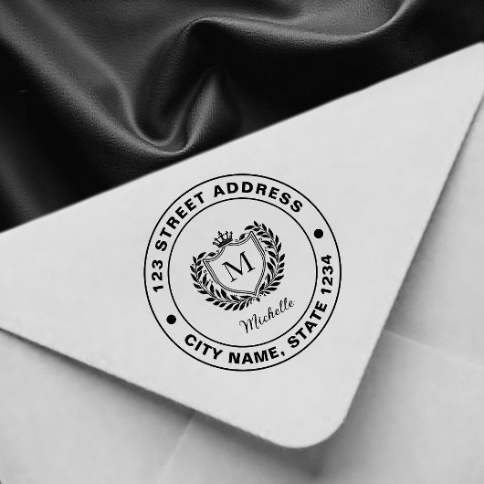 Minimaal aangepast monogram naam Koninklijk Wapen  Rubberstempel