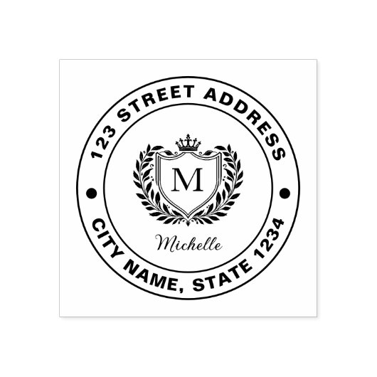 Minimaal aangepast monogram naam Koninklijk Wapen  Rubberstempel (Afrduk)