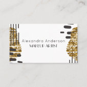 Minimaal Abstract Zwart Wit Goud Professioneel Visitekaartje (Voorkant)