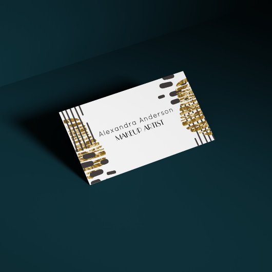 Minimaal Abstract Zwart Wit Goud Professioneel Visitekaartje