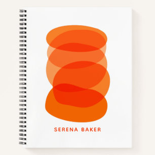 Minimaal Abstracte Oranje kunstrood, gepersonalise Notitieboek