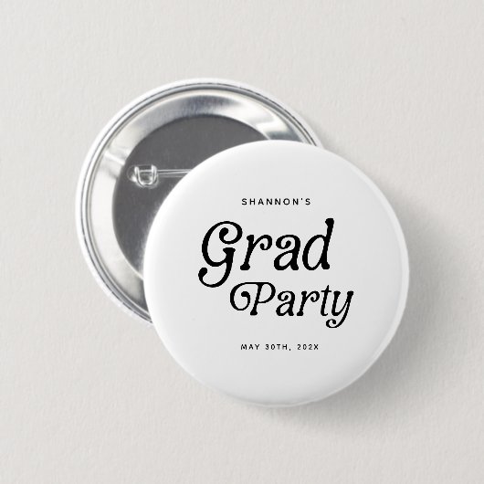 Minimaal Afstudeerder Party Retro Afstuderen Ronde Button 5,7 Cm (Voorkant /achterkant)