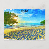 Minimaal Aruba Caribisch eiland strandlandschap Briefkaart (Voorkant)