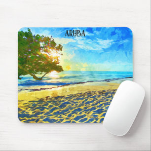 Minimaal Aruba Caribisch eiland strandlandschap Muismat
