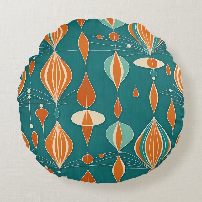 Minimaal Atom Drops Design Rond Kussen (Voorkant)