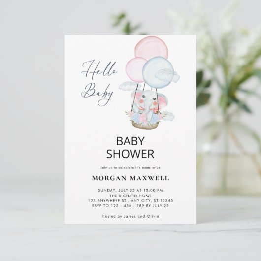 Minimaal Baby shower Vrij Uitnodigen Kaart (Staand voorkant)