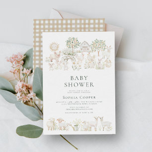 Minimaal beige Boerderij Baby shower Kaart