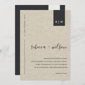 MINIMAAL BEIGE CAMAL LINEN TYPOGRAPHY WEDING KAART (Voorkant / Achterkant)