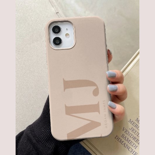 Minimaal beige gepersonaliseerde grote Initialen Case-Mate iPhone Case