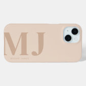 Minimaal beige gepersonaliseerde grote Initialen Case-Mate iPhone Case (Achterkant (horizontaal))