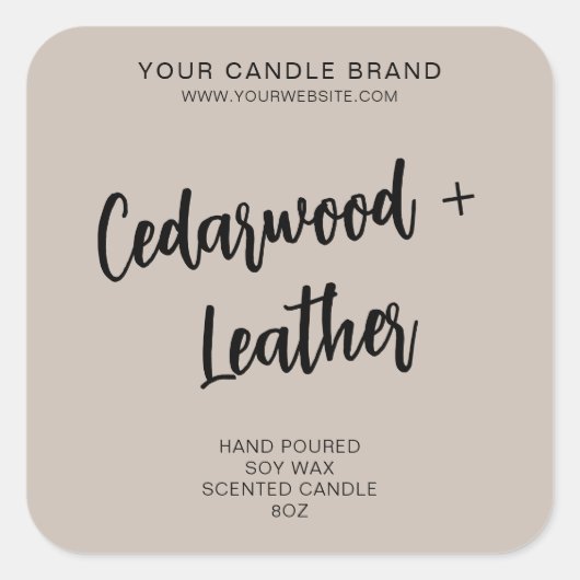 Minimaal Beige Modern Kaars Productlabel Vierkante Sticker (Voorkant)