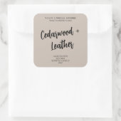 Minimaal Beige Modern Kaars Productlabel Vierkante Sticker (Tas)