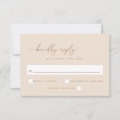 Minimaal Beige Script Bruiloft RSVP Kaartje (Voorkant)