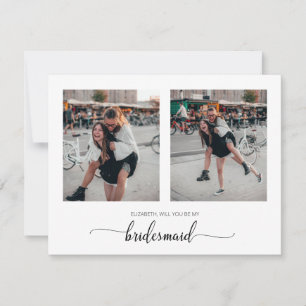 Minimaal ben je mijn Bridesmaid 2-fotokaart Bedankkaart