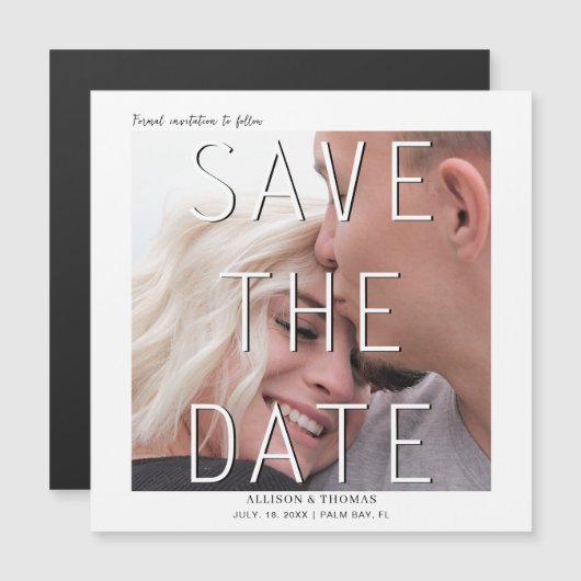 Minimaal Bewaar de datum Foto Bruiloft Magnetische Uitnodiging (Voorkant / Achterkant)