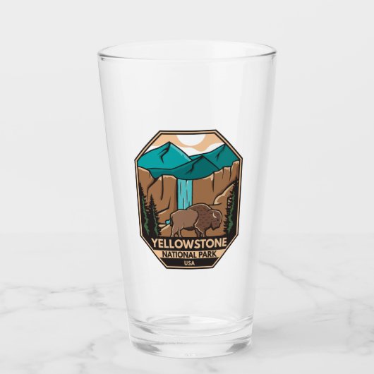 Minimaal bionretro van Yellowstone National Park Glas (Voorkant)
