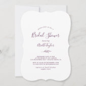 Minimaal blad | Aubergine bruids douche uitnodigin Kaart (Voorkant)