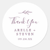 Minimaal blad | Aubergine dank je voor Sticker (Voorkant)