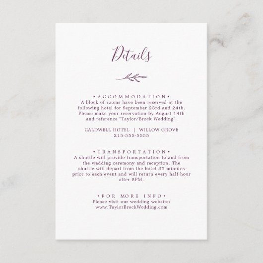 Minimaal blad | Aubergine Details Behuizing Kaart (Voorkant)