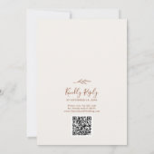 Minimaal blad | Boho Crème Monogram QR Code Bruilo Kaart (Achterkant)