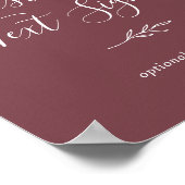 Minimaal blad | Bordeaux Custom Text Sign Poster (Hoek)