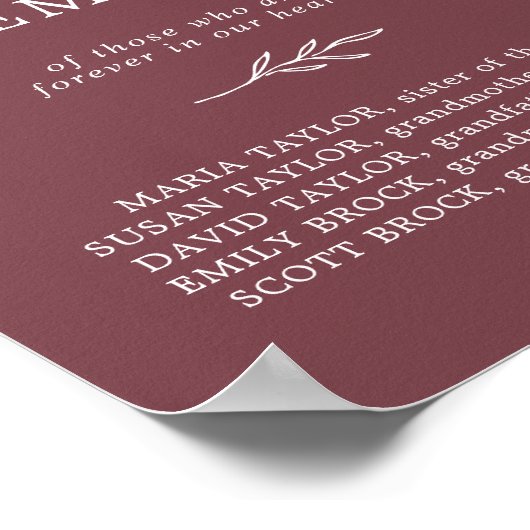 Minimaal blad | Bourgondië in liefdevolle herinner Poster (Hoek)