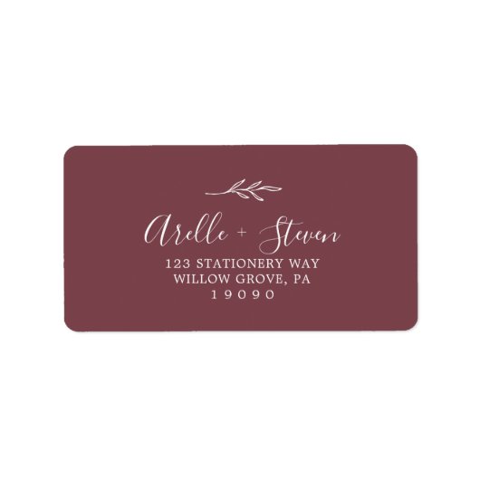 Minimaal blad | Bourgondische Adresetiketten Etiket (Voorkant)