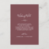Minimaal blad | Bourgondische bruiloft goed wensen Informatiekaartje (Voorkant)