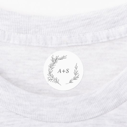 Minimaal blad | Donkergrijs monogram strijkijzer o Labels (Aangebracht)