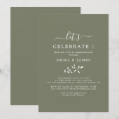 Minimaal blad | Donkergroen "Laten we het vieren"  Kaart (Voorkant / Achterkant)