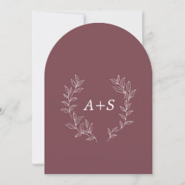 Minimaal blad | Gebogen Monogram Trouwuitnodiging Kaart