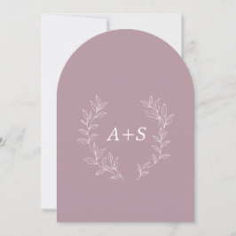 Minimaal blad | Gebogen Monogram Trouwuitnodiging Kaart