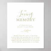 Minimaal blad | Gouden 'In Loving Memory' herinner Poster (Voorkant)