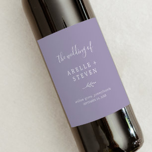 Minimaal blad Lavendel Bruiloft Wijn Label Etiket