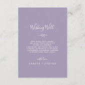 Minimaal blad | Lavendel Bruiloft Wishing Well Informatiekaartje (Voorkant)