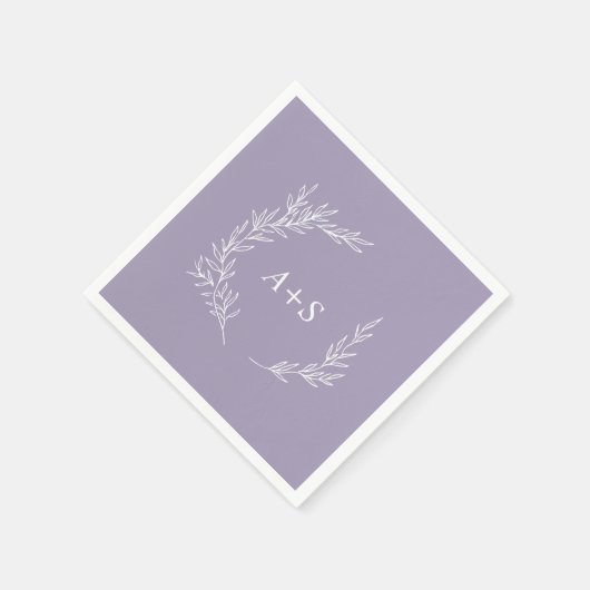 Minimaal blad | Lavendel Monogram bruiloft servett Servet (Hoek)