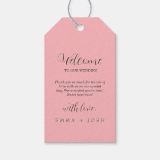 Minimaal blad | Lichtroze Formele Monogram Bruilof Cadeaulabel