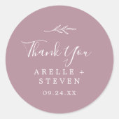 Minimaal blad | Mauve Bedankt voor uw Sticker (Voorkant)