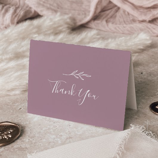 Minimaal blad | Mauve Bruiloft Dank u kaart