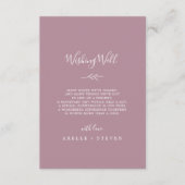 Minimaal blad | Mauve Bruiloft Wishing Well Informatiekaartje (Voorkant)