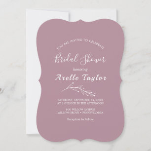 Minimaal blad Mauve bruiloftsuitnodiging Kaart