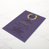 Minimaal blad | Paarse en goudfolie All-in-One Folie Uitnodiging (Gedraaid)