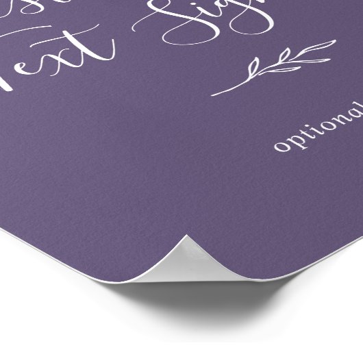 Minimaal blad | Plum Paarse aangepaste tekst teken Poster (Hoek)