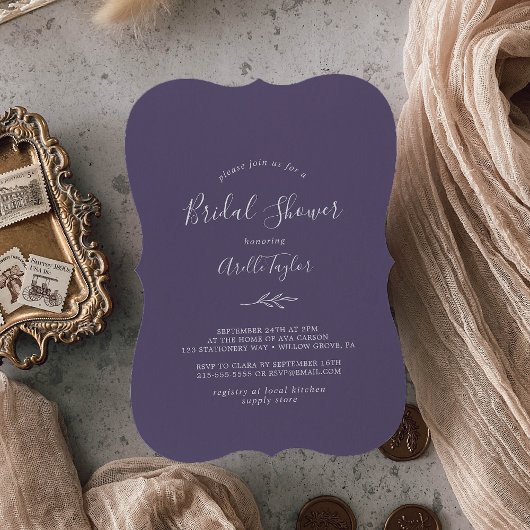 Minimaal blad | Plum Paarse Vrijgezellenfeest Kaart