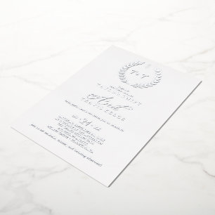 Minimaal blad Roze gouden folie monogram bruilof Uitnodiging