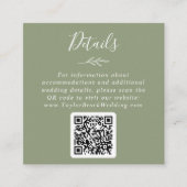 Minimaal blad | Sage Green QR Code Trouwgegevens Informatiekaartje (Voorkant)
