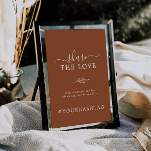 Minimaal blad Terracotta Deel De Liefde Hashtag Poster