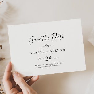 Minimaal Blad Zwart Wit Horizontaal Sla de datum o Save The Date