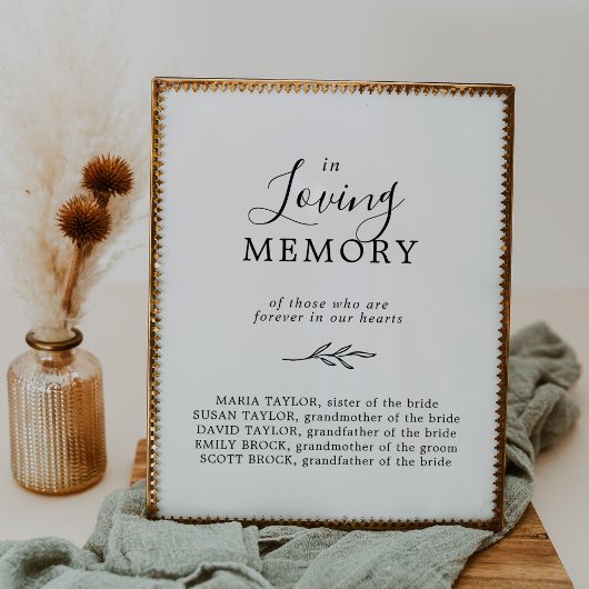 Minimaal blad zwart wit in liefdevolle herinnering poster