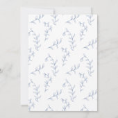 Minimaal blauw en wit Boho Botanische bruiloft Kaart (Achterkant)